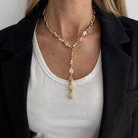 Thumbnail for Geometric Waterdrop Y Necklace Gold Silver Layering Pendant - ArtGalleryZen