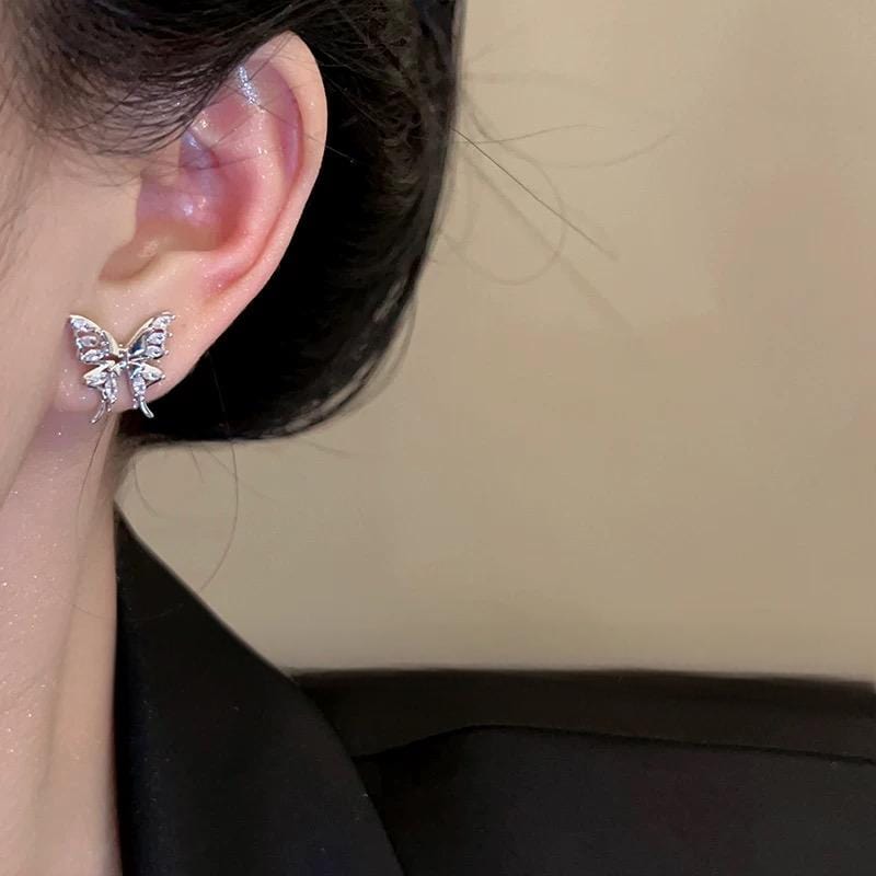 Glitter CZ Inlaid Butterfly Ear Wrap Earrings - ArtGalleryZen