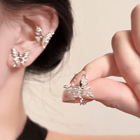 Thumbnail for Glitter CZ Inlaid Butterfly Ear Wrap Earrings - ArtGalleryZen