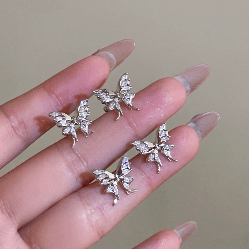 Glitter CZ Inlaid Butterfly Ear Wrap Earrings - ArtGalleryZen