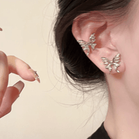 Thumbnail for Glitter CZ Inlaid Butterfly Ear Wrap Earrings - ArtGalleryZen