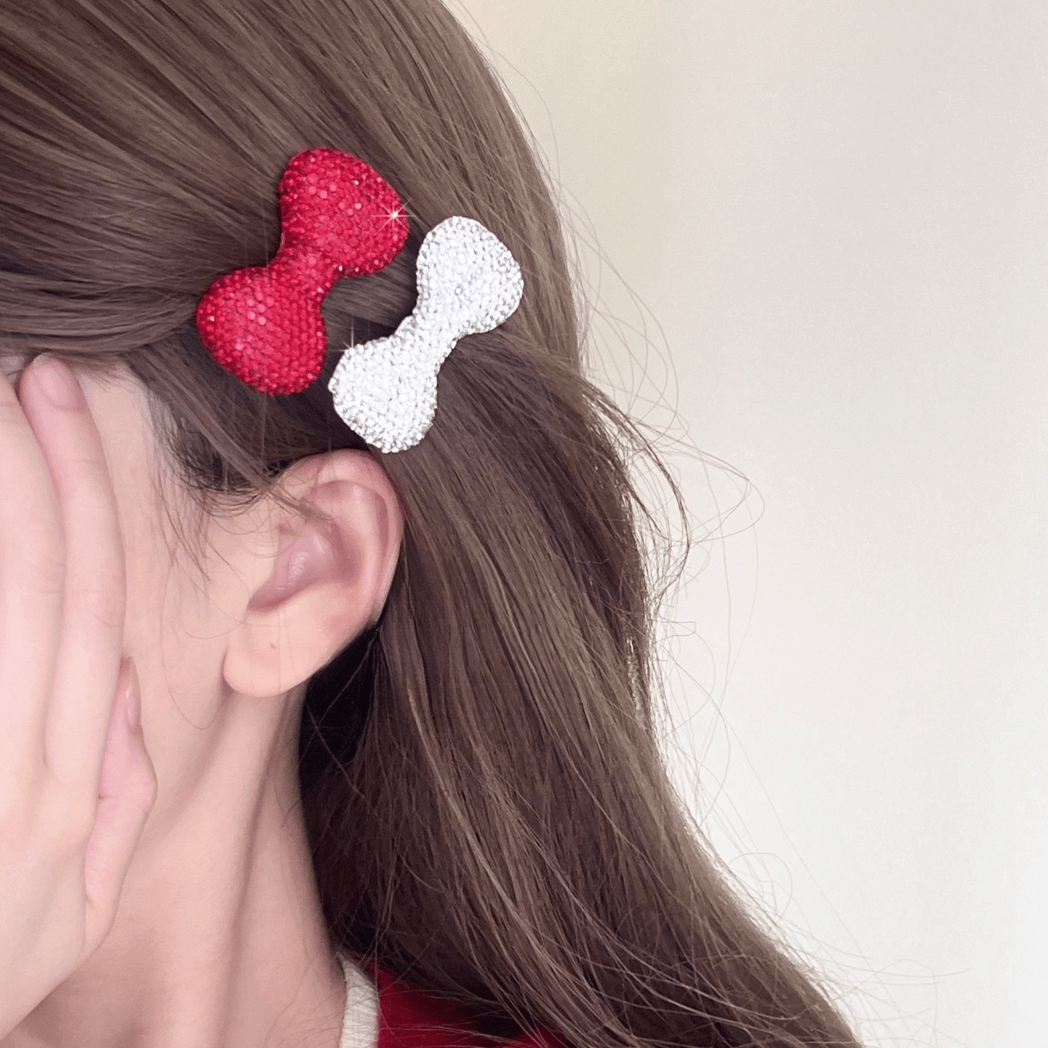 Glitter Rhinestone Bowknot Hair Clip - ArtGalleryZen