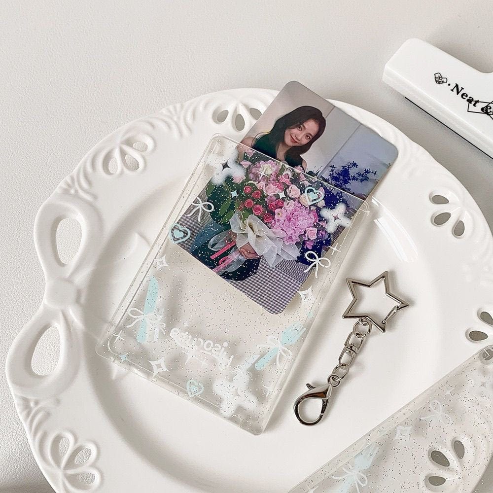 Glitter Star Heart Bow Kpop Keychain Acrylic Photocard Holder - ArtGalleryZen
