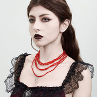 Thumbnail for Gothic 2Pcs Crystal Beaded Cross Pendant Necklace Set - ArtGalleryZen