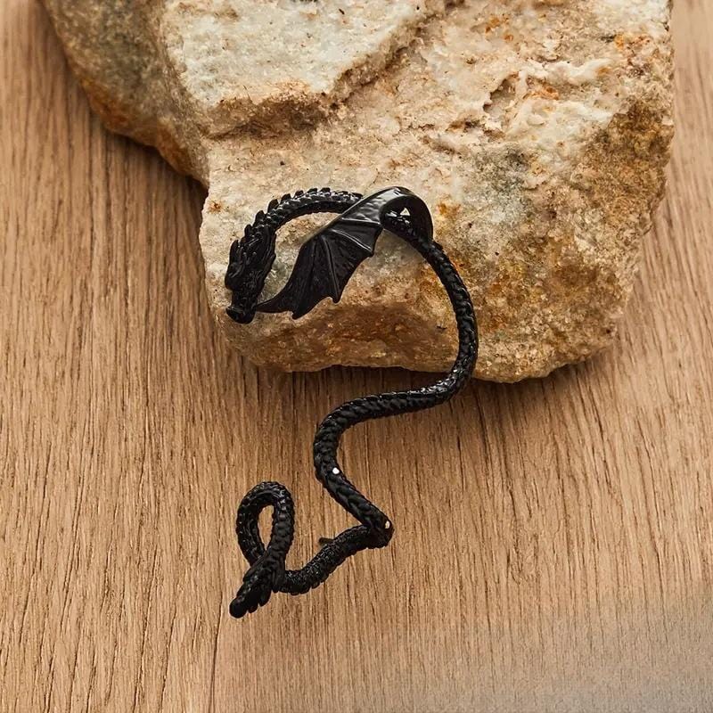 Gothic Antique Dragon Ear Cuff Climber Crawler Wrap Earring - ArtGalleryZen