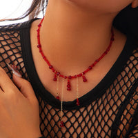 Thumbnail for Gothic Crystal Tassel Blood Drop Halloween Choker Necklace - ArtGalleryZen