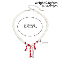 Thumbnail for Gothic Crystal Tassel Blood Drop Pearl Chain Choker Necklace - ArtGalleryZen