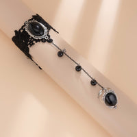 Thumbnail for Gothic Dainty Crystal Inlaid Floral Lace Finger Ring Bracelet - ArtGalleryZen