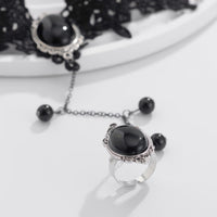 Thumbnail for Gothic Dainty Crystal Inlaid Floral Lace Finger Ring Bracelet - ArtGalleryZen
