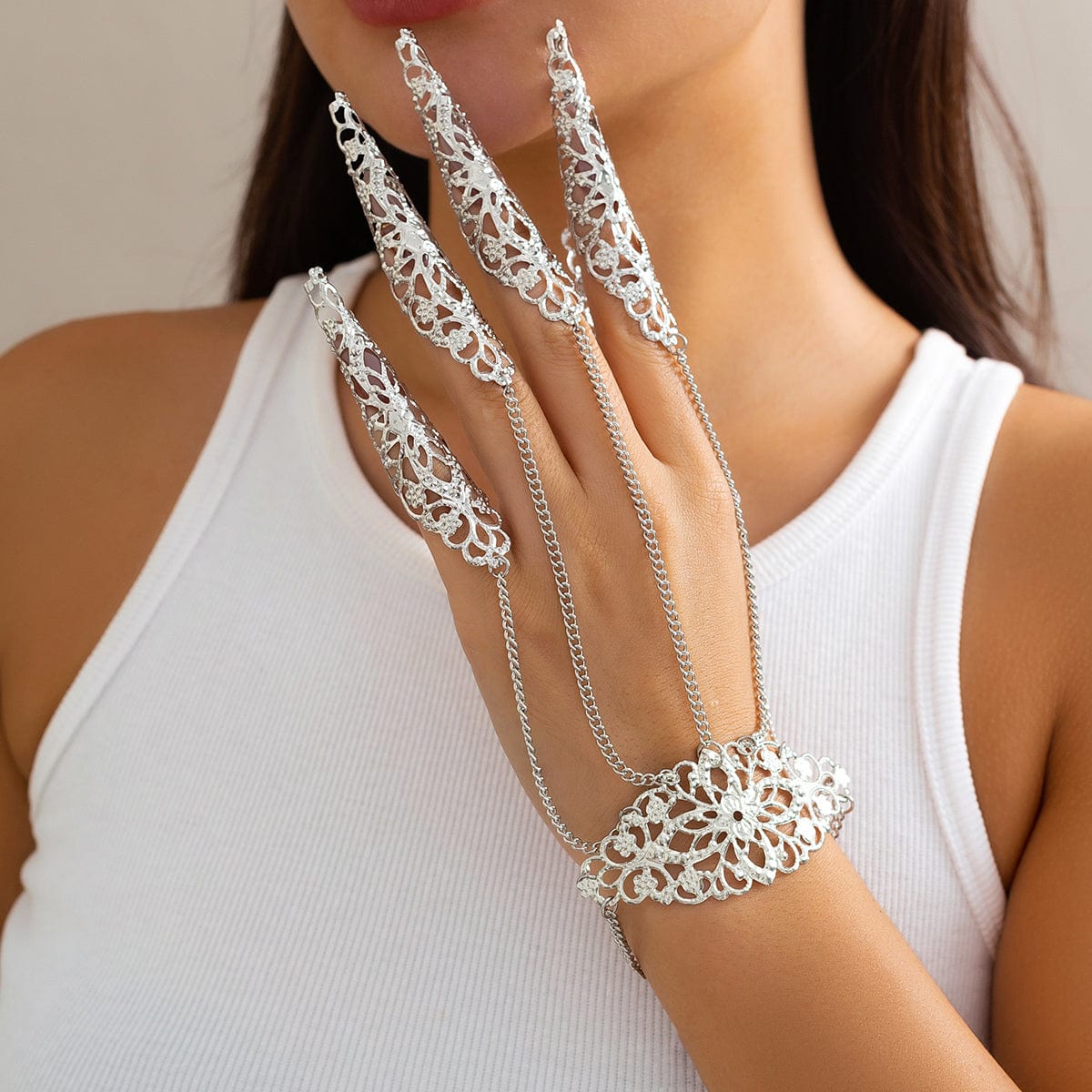 Gothic Five Finger Armor Nails Mittens Bracelet - ArtGalleryZen