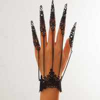 Thumbnail for Gothic Floral Lace Five Finger Armor Nails Mittens Bracelet - ArtGalleryZen