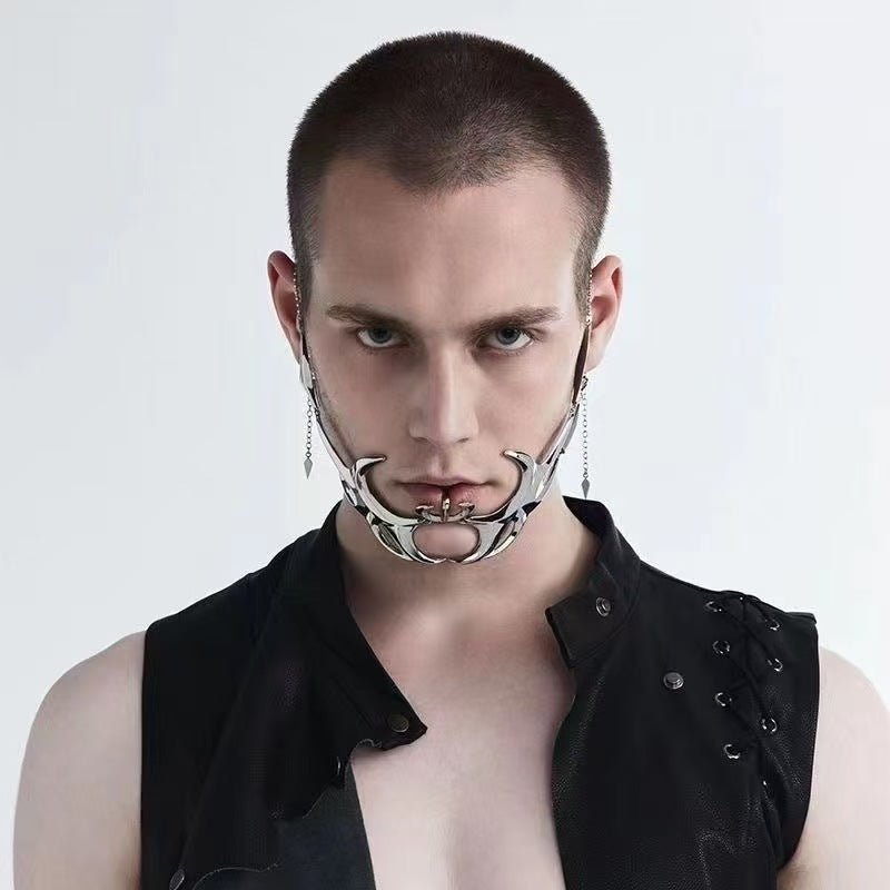 Gothic Hip Hop Glamorous Metallic Face Mask - ArtGalleryZen