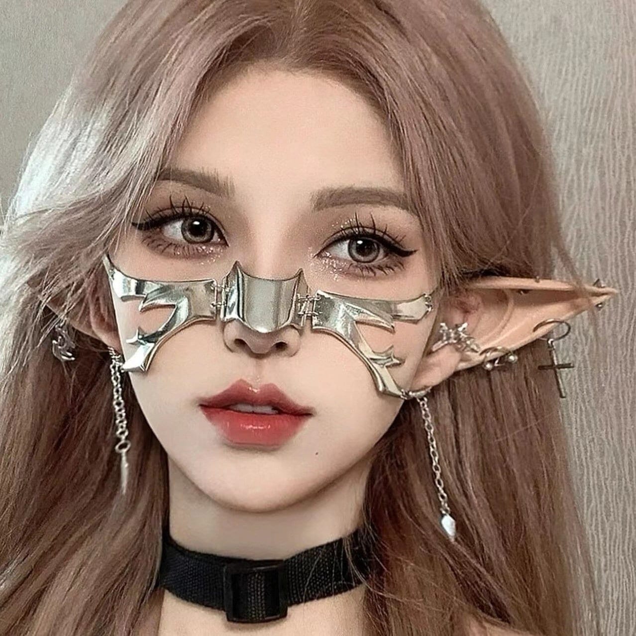 Gothic Hip Hop Glamorous Metallic Face Mask - ArtGalleryZen