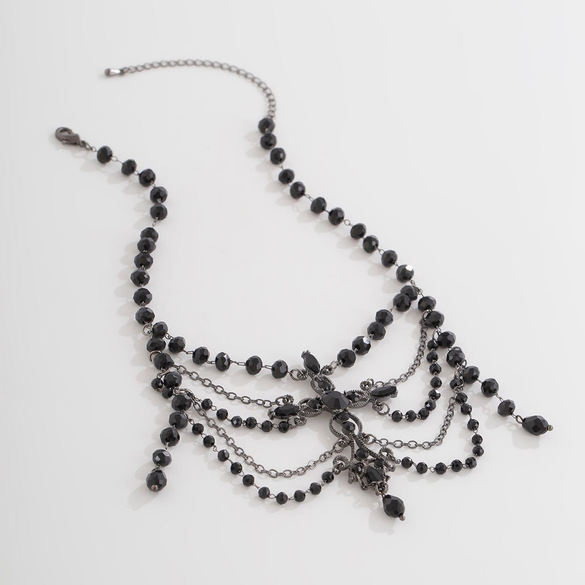 Gothic Layered Cross Pendant Crystal Chain Choker Necklace - ArtGalleryZen
