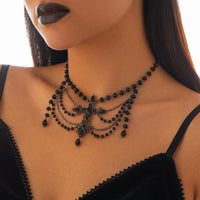 Thumbnail for Gothic Layered Cross Pendant Crystal Chain Choker Necklace - ArtGalleryZen