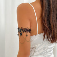 Thumbnail for Gothic Layered Crystal Inlaid Floral Lace Arm Chain - ArtGalleryZen