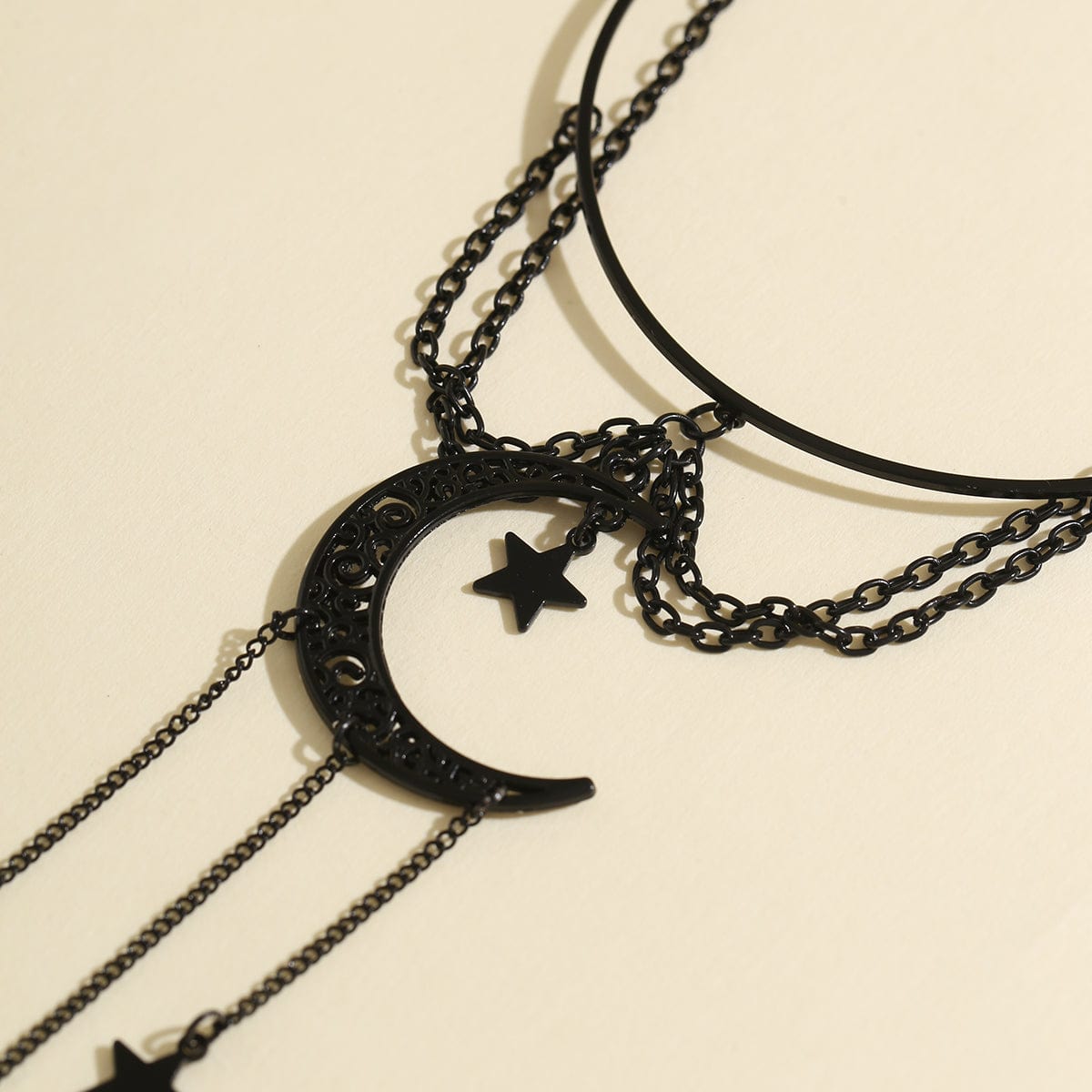 Gothic Layered Moon Star Tassel Arm Cuff - ArtGalleryZen