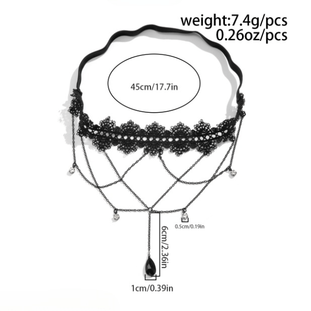 Gothic Layered Rhinestone Crystal Charm Elastic Lace Thigh Leg Chain - ArtGalleryZen