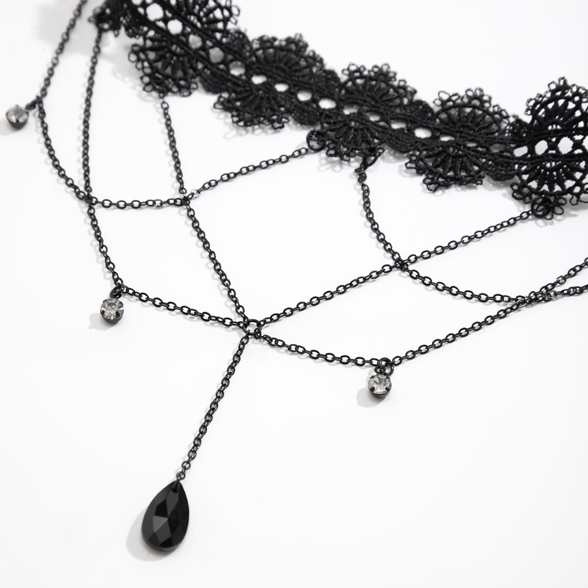 Gothic Layered Rhinestone Crystal Charm Elastic Lace Thigh Leg Chain - ArtGalleryZen