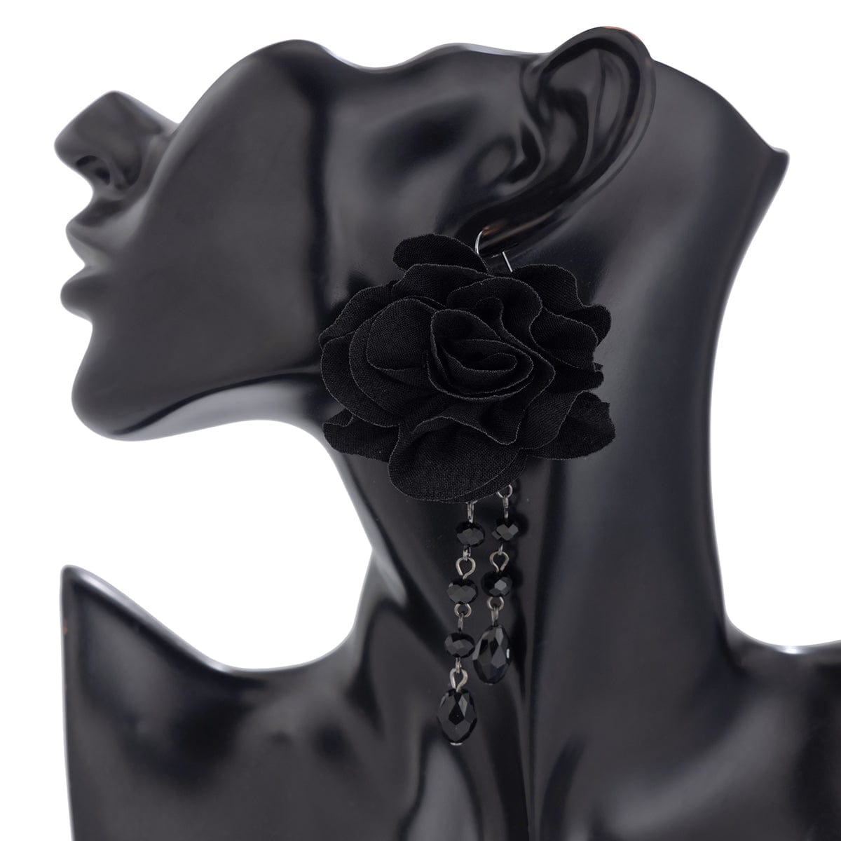 Gothic Velvet Rose Crystal Tassel Earrings - ArtGalleryZen