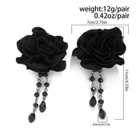 Thumbnail for Gothic Velvet Rose Crystal Tassel Earrings - ArtGalleryZen