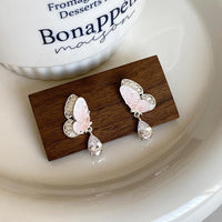 Thumbnail for Gradient Crystal Stone Inlaid Rhinestone Dangle Butterfly Earrings - ArtGalleryZen