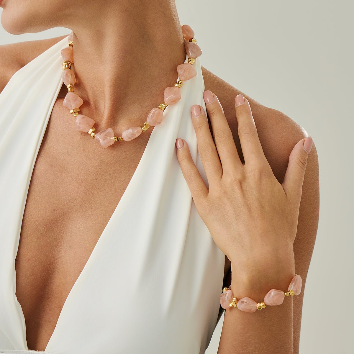 Gradient Irregular Resin Beaded Necklace Bracelet - ArtGalleryZen