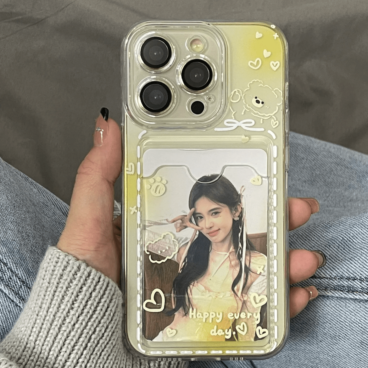 Gradient Transparent Kpop Photocard Polaroid iPhone Case - ArtGalleryZen