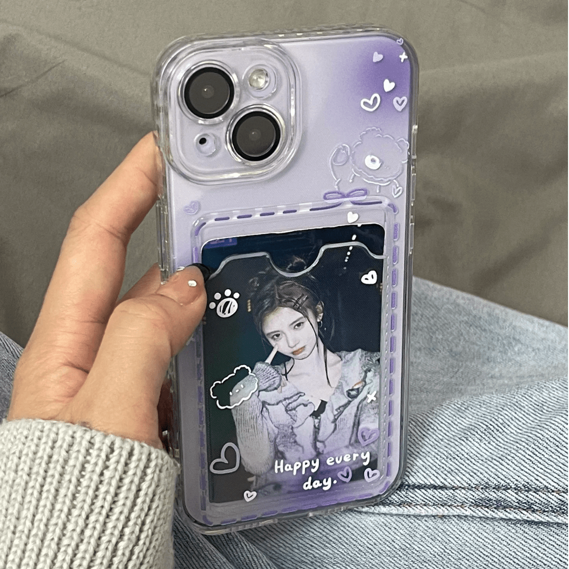Gradient Transparent Kpop Photocard Polaroid iPhone Case - ArtGalleryZen
