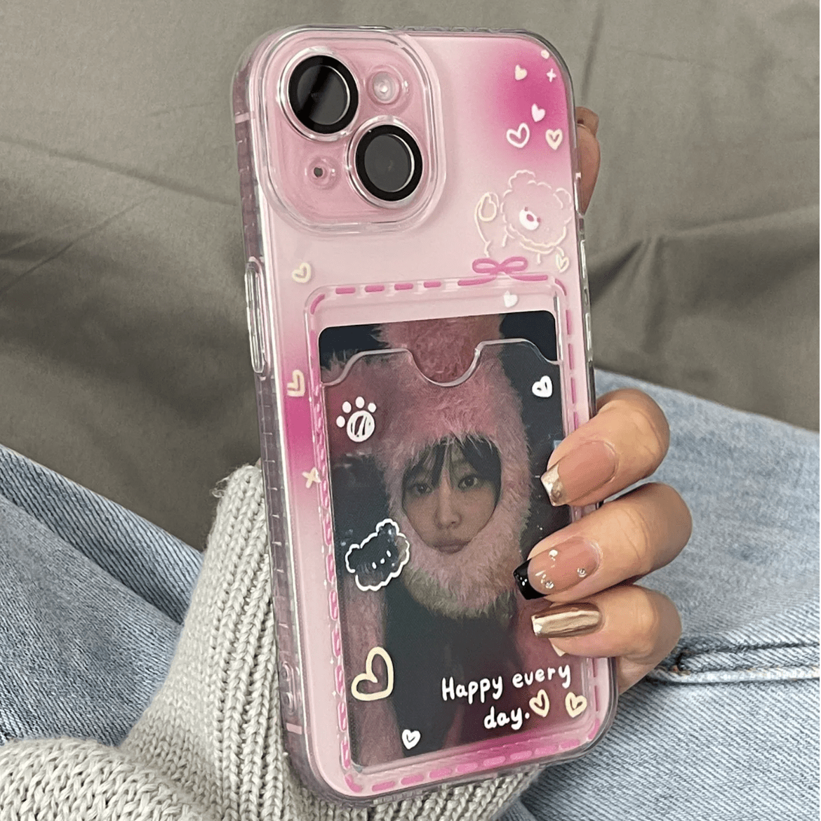 Gradient Transparent Kpop Photocard Polaroid iPhone Case - ArtGalleryZen