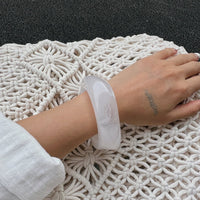 Thumbnail for Green Silver Foil Square Resin Bangle Bracelet - ArtGalleryZen
