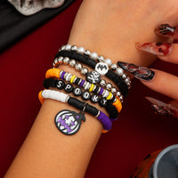 Thumbnail for Halloween Theme 6Pcs Pumpkin Vampire Ghost Charm Beaded Stretch Bracelet Set - ArtGalleryZen