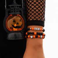 Thumbnail for Halloween Theme Ghost Letter Charm Crystal Beaded Bracelet Set - ArtGalleryZen