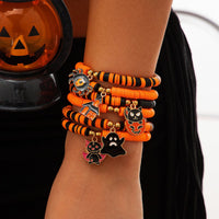 Thumbnail for Halloween Theme Layered Ghost Spider Pumpkin Kitten Charm Strench Bracelet Set - ArtGalleryZen