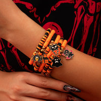 Thumbnail for Halloween Theme Layered Ghost Spider Pumpkin Kitten Charm Strench Bracelet Set - ArtGalleryZen
