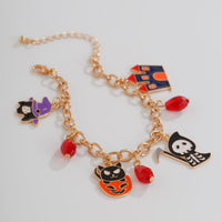 Thumbnail for Halloween Theme Pumpkin Ghost Skeleton Charm Crystal Tassel Bracelet - ArtGalleryZen