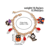 Thumbnail for Halloween Theme Pumpkin Ghost Skeleton Charm Crystal Tassel Bracelet - ArtGalleryZen
