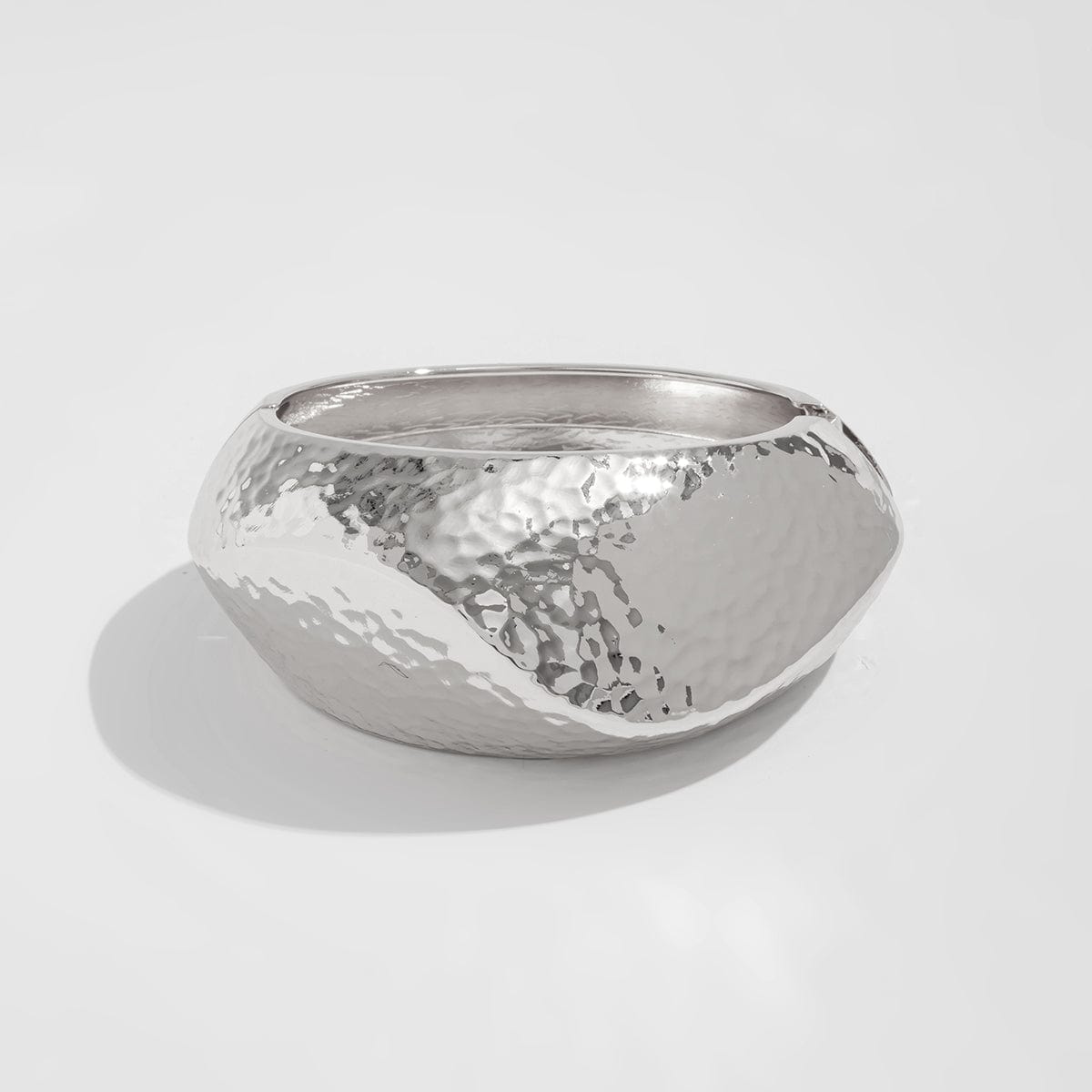 Hammered Gold Silver Plated Irregular Wide Cuff Bangle Bracelet - ArtGalleryZen