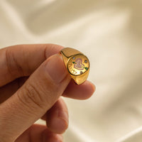 Thumbnail for Hand Painted 24K Gold Filled Stainless Steel Arrow Heart Necklace Ring Set - ArtGalleryZen