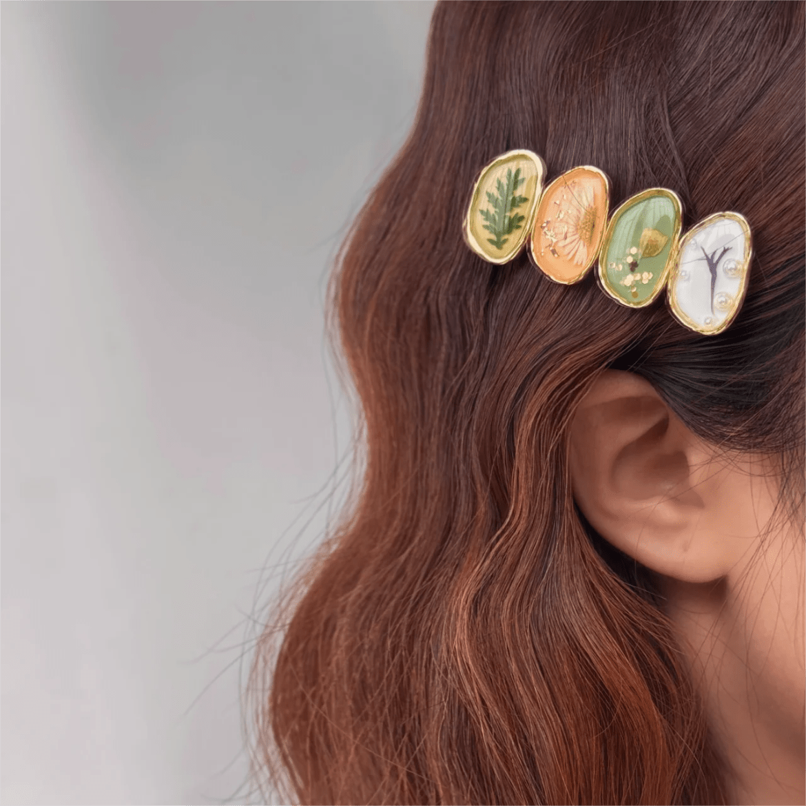 Handmade Baroque Sweet Floral Amber Hair Clip - ArtGalleryZen