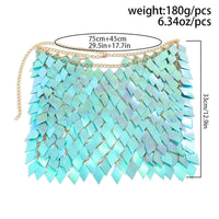 Thumbnail for Handmade Colorful Rhombic Sequins Patchwork Strappy Nightclub Party Skirt - ArtGalleryZen