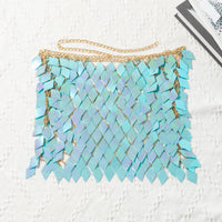 Thumbnail for Handmade Colorful Rhombic Sequins Patchwork Strappy Nightclub Party Skirt - ArtGalleryZen