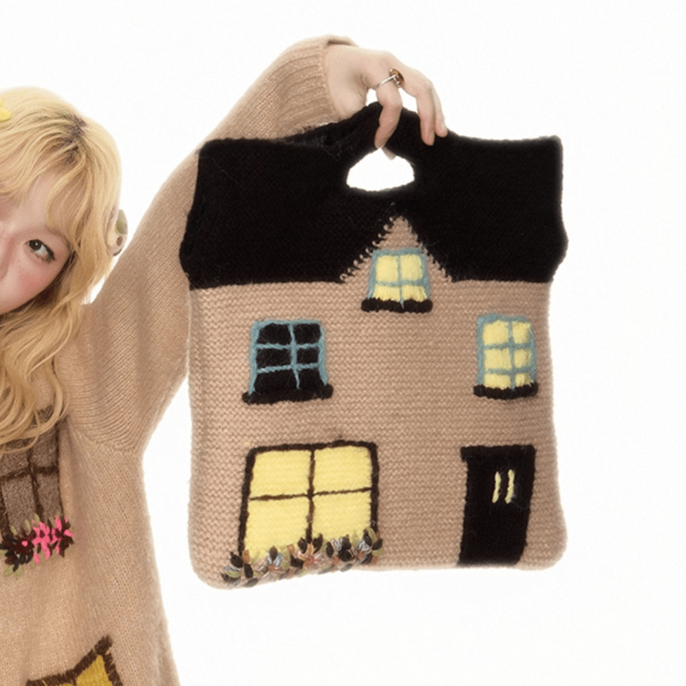 Handmade Cottage Knitted Tote Bag - ArtGalleryZen