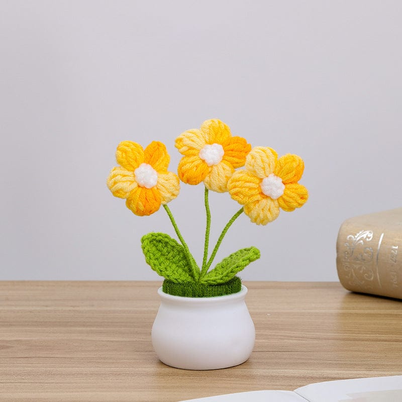 Handmade Crochet Potted Daisy Flower - ArtGalleryZen