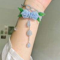 Thumbnail for Handmade Crystal Beaded Rose Petal Tassel Y Choker Necklace - ArtGalleryZen