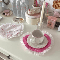 Thumbnail for Handmade Heart Lace Fabric Removable Pillow Coaster - ArtGalleryZen