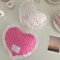 Thumbnail for Handmade Heart Lace Fabric Removable Pillow Coaster - ArtGalleryZen