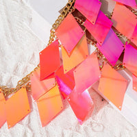 Thumbnail for Handmade Orange Rhombic Squamous Backless Sequin Bra - ArtGalleryZen