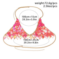 Thumbnail for Handmade Orange Rhombic Squamous Backless Sequin Bra - ArtGalleryZen