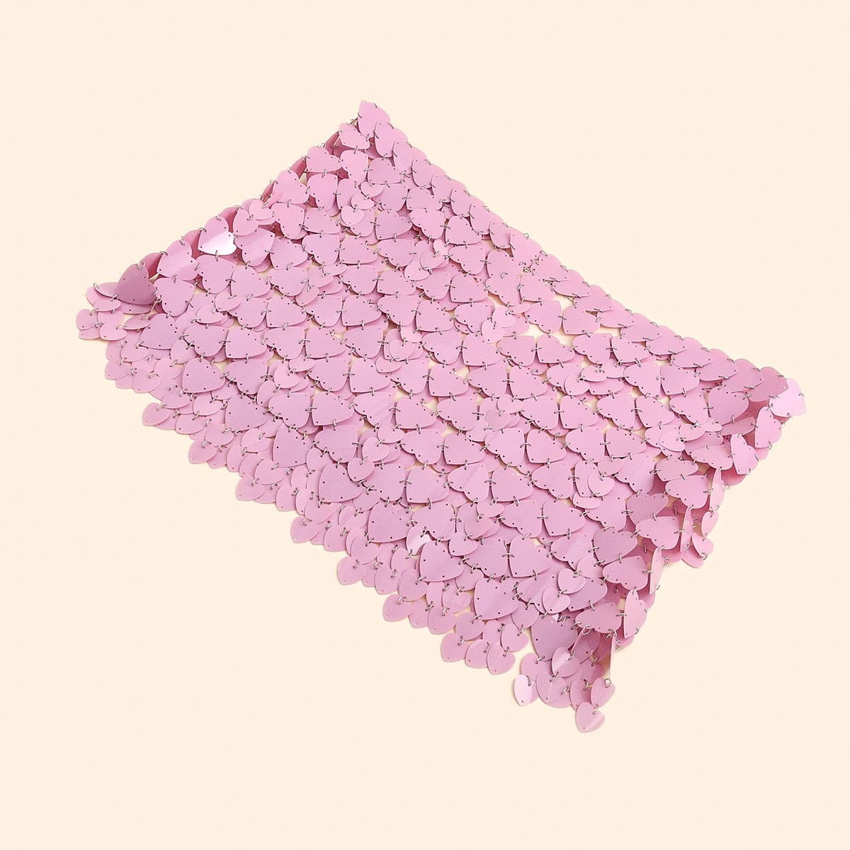 Handmade Pink Heart Sequins Patchwork Strappy Nightclub Party Mini Skirt - ArtGalleryZen